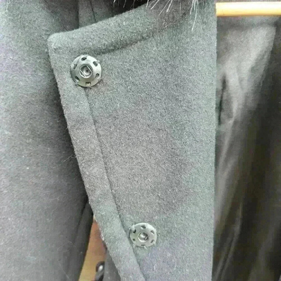 Bebe  Wool Black Faux Fur Trim Black Midi Coat - like new condition - Picture 11 of 11